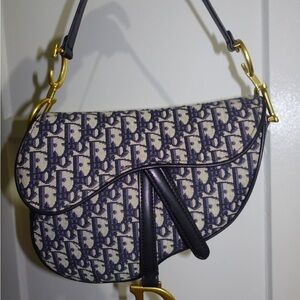 Dior Saddle Bag in Black and Cream with Gold Accents